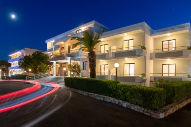 Meliton frontal entrance and parking night